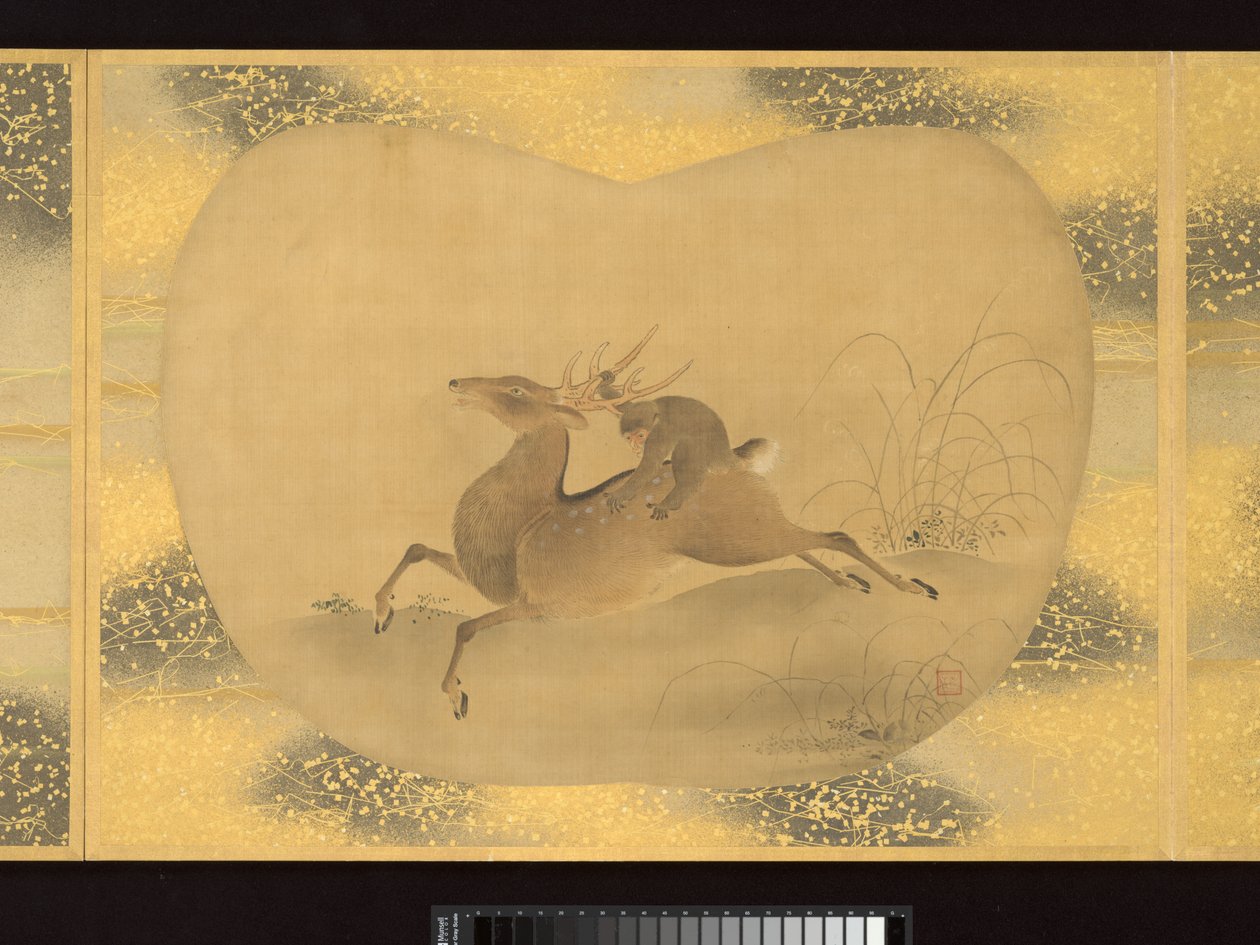 Album of Fan-Shaped Paintings of Figures, Birds and Flowers by Tsunenobu Kano