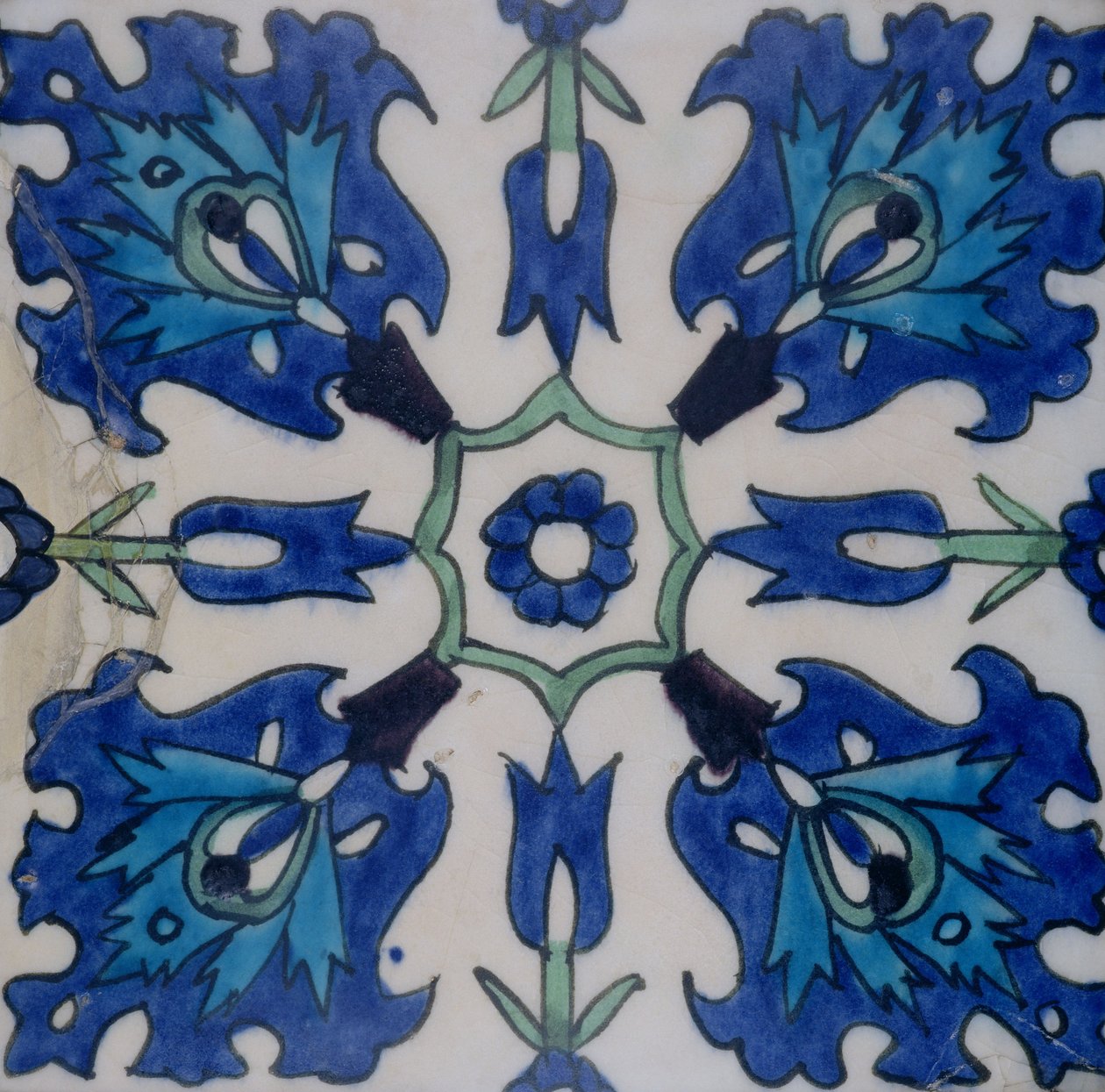 Isnik Tile with Floral Design by Turkish School