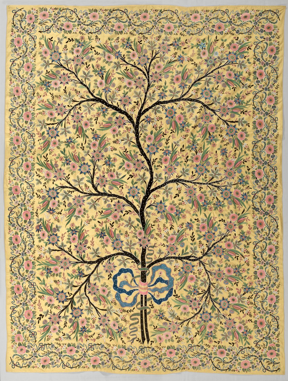 Silk Hanging with Embroidered Tree of Life by Turkish School