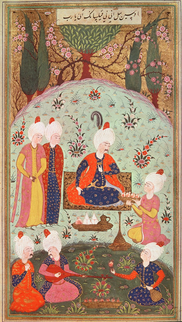 The Crown Prince Celebrating Victory with a Meal in the Garden by Turkish School