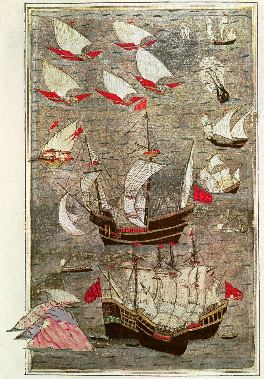 The Ottoman Fleet of Tarik-y Bayezid by Turkish School