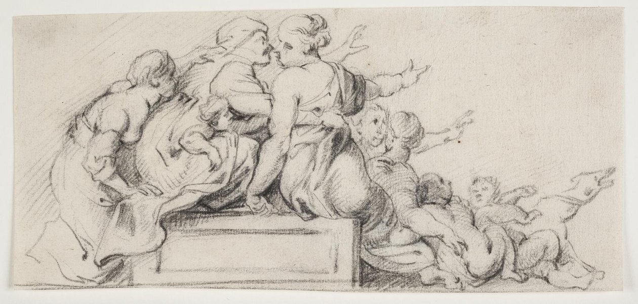 Compositional Study: Females Reclining on a Plinth by Ubekendt