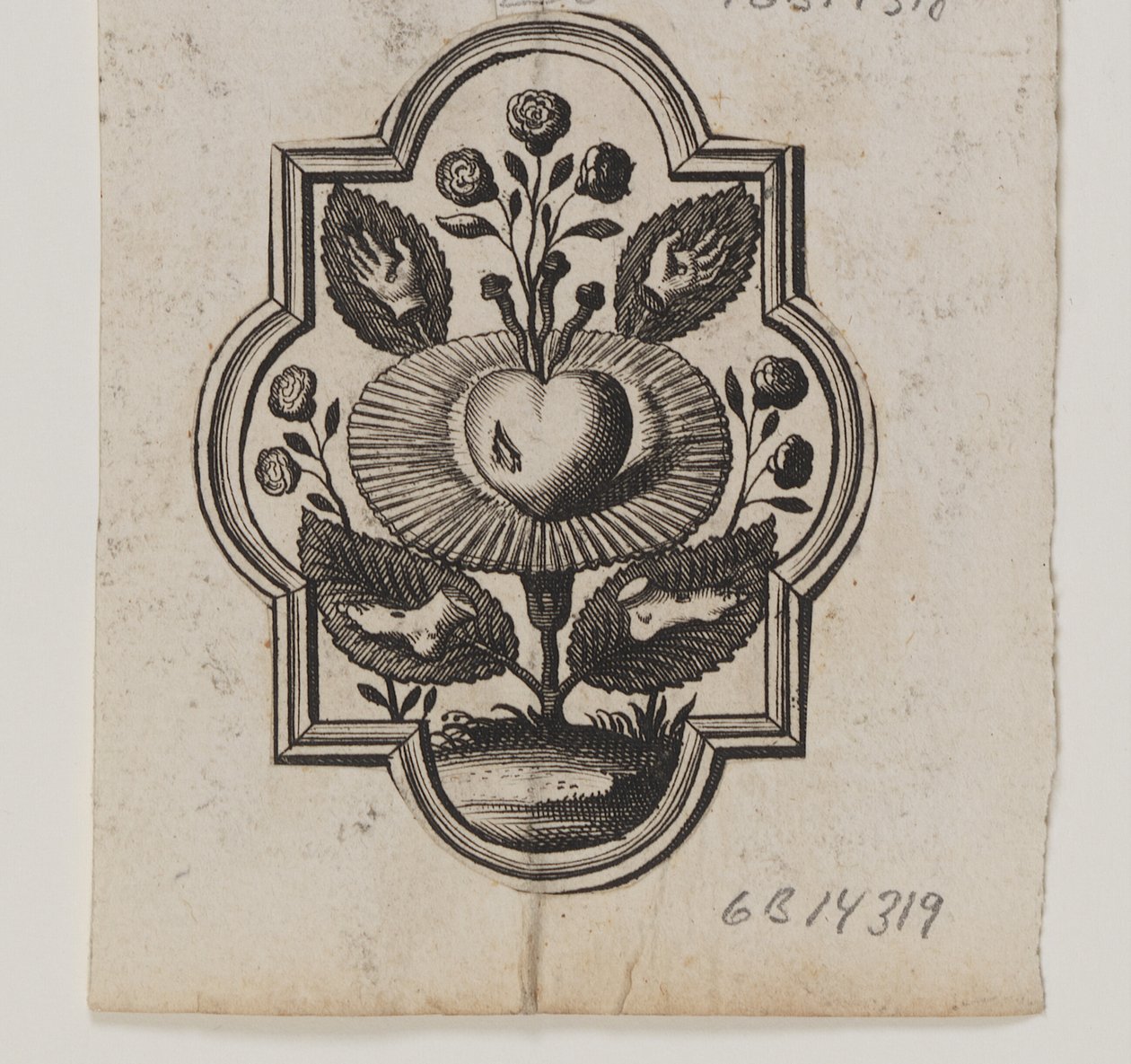 Emblem with a Heart Pierced by a Rose by Ubekendt