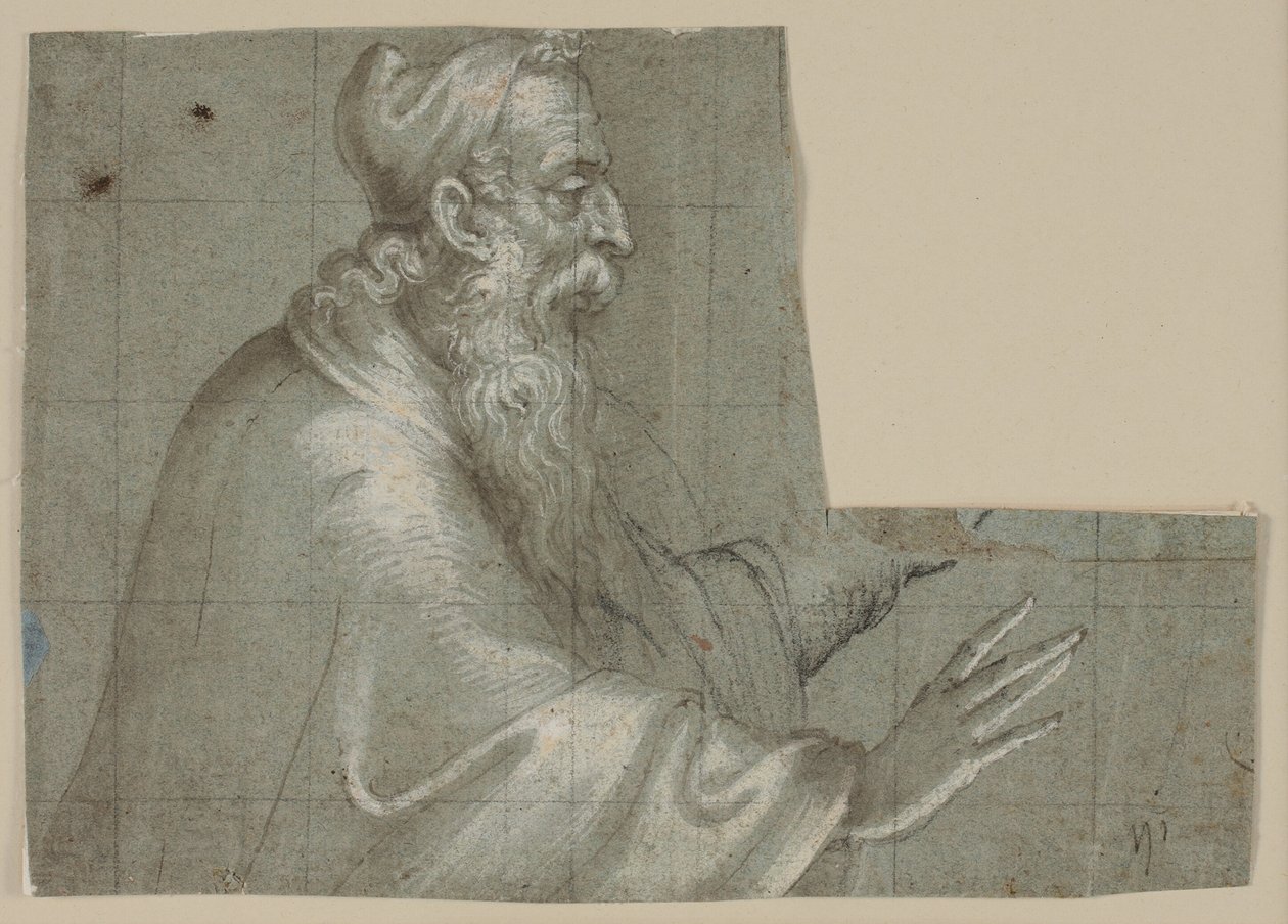 Old Man (a Doge?), Half-Figure, Profile to the Right with Outstretched Hands by Ubekendt Ubekendt