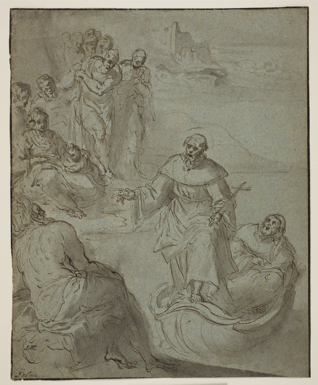 Monastic Saint Preaching from a Boat by Ubekendt Ubekendt