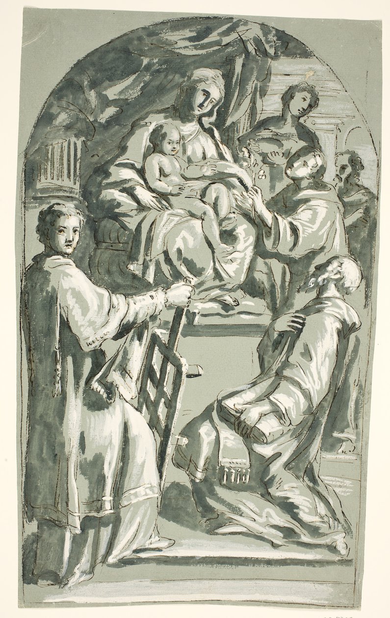Sacra Conversazione with Sts Lawrence and Antony of Padua by Ubekendt Ubekendt