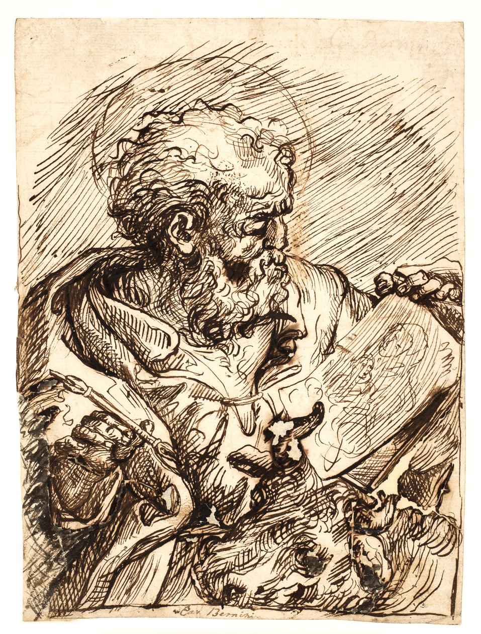 St Luke Contemplating His Portrait of the Madonna and Child by Ubekendt Ubekendt