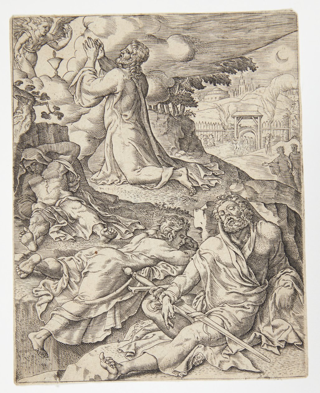 The Agony in the Garden by Ubekendt efter Dirck Volckertsz. Coornhert efter Maarten van Heemskerck