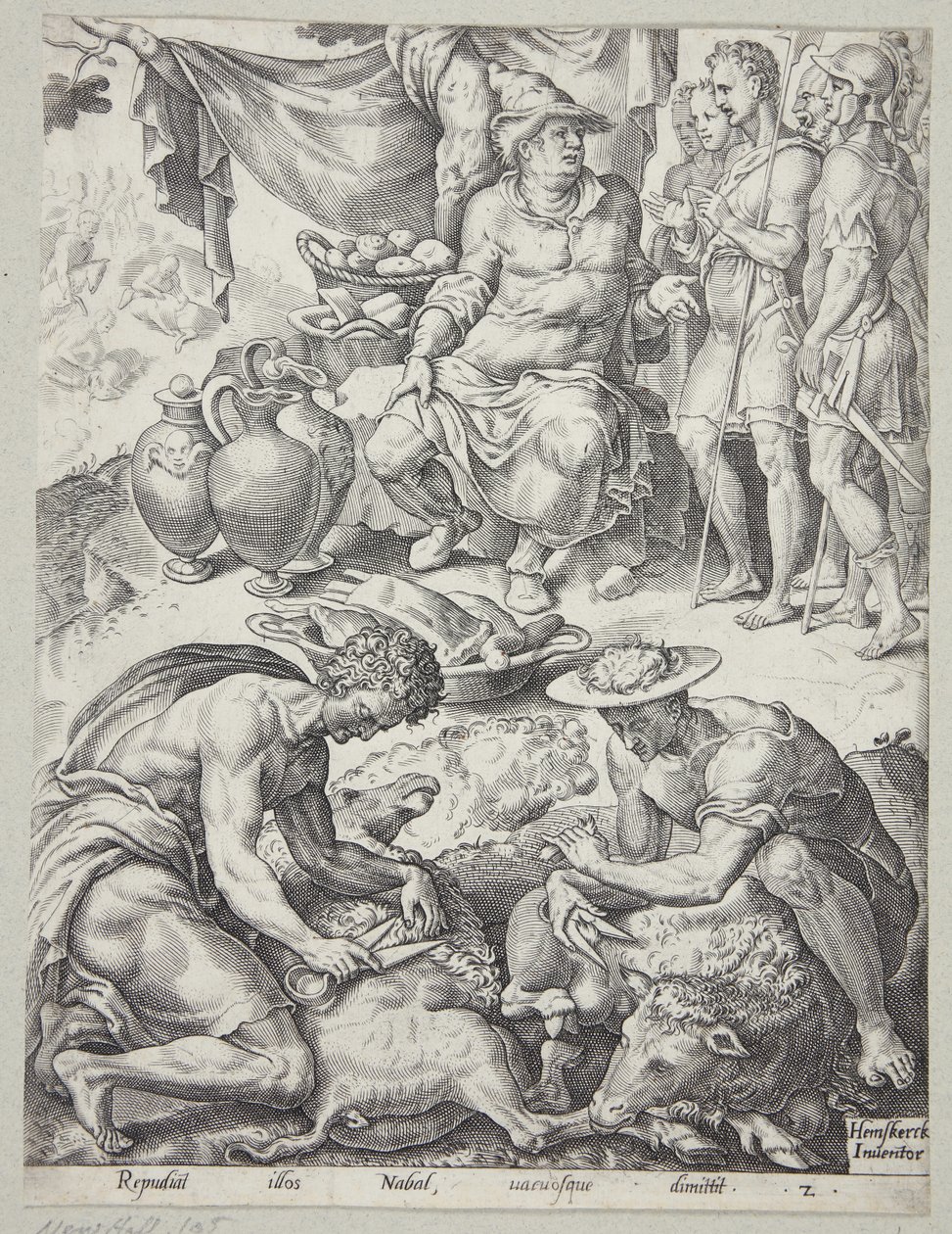 Nabal Refusing to Send Food to David by Ubekendt efter Maarten van Heemskerck