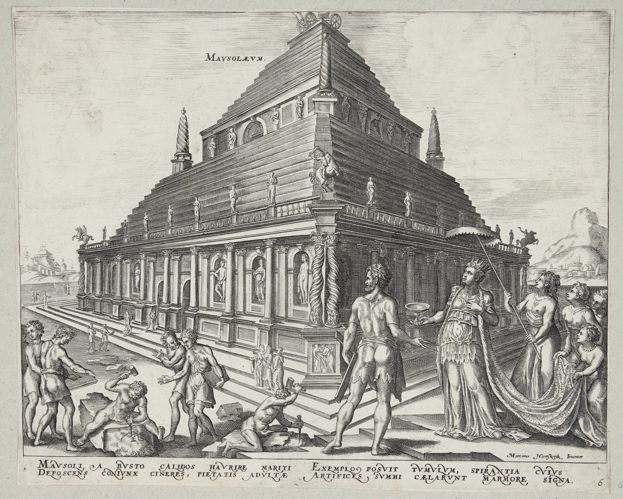 The Eight Wonders of the World by Ubekendt efter Philips Galle efter Maarten van Heemskerck