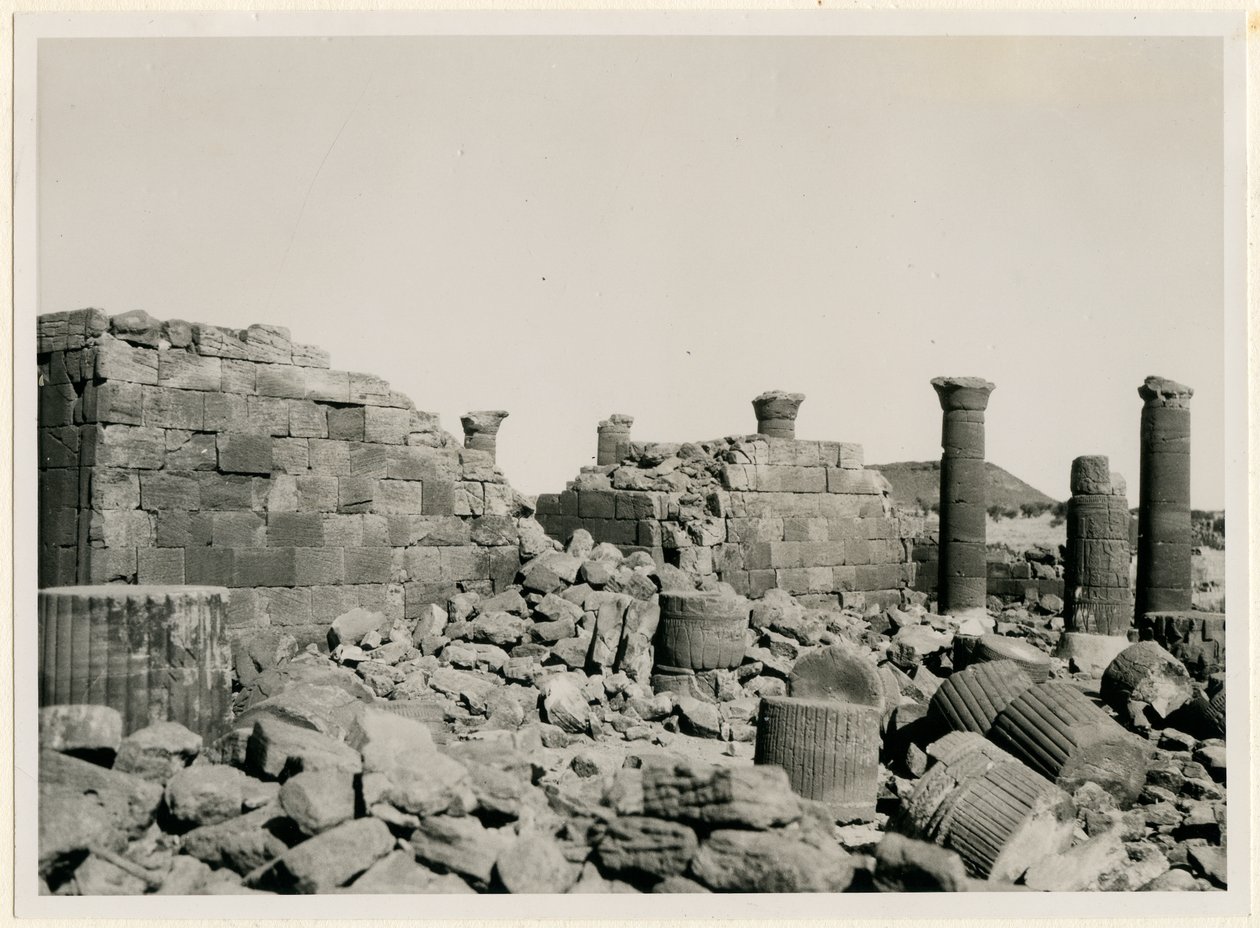 Great Enclosure, view of walls and columns of Great Temple, Musawwarat es Sufra, Sudan by Ugo Monneret de Villard