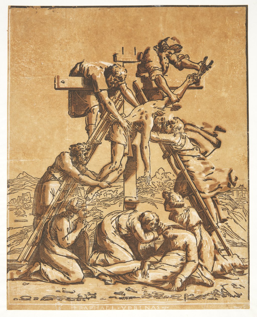 The Descent from the Cross by Ugo da Carpi