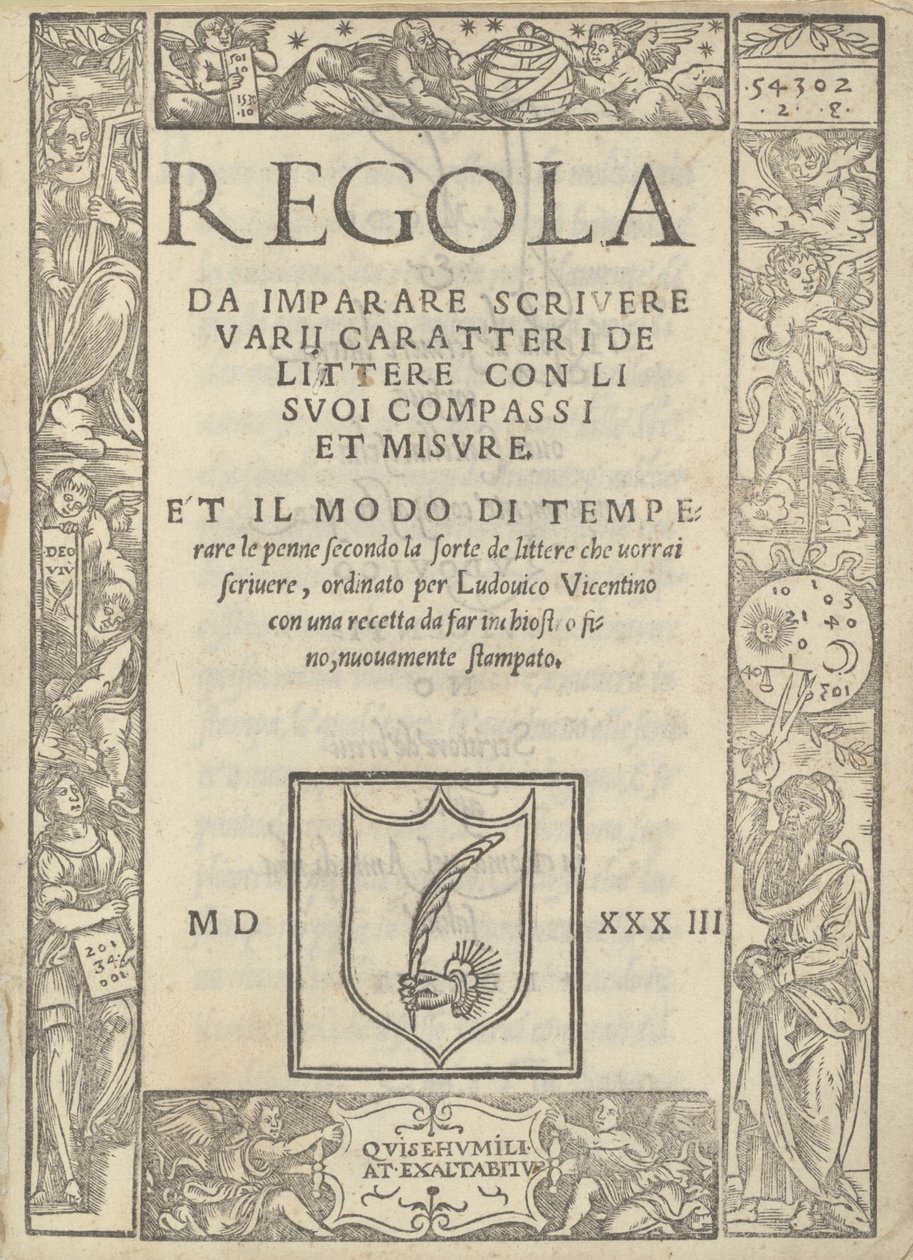 Rules for Learning to Write Various Letters with Their Compasses and Measures: and How to Sharpen the Pens... by Ugo da Carpi, Ludovico Arrighi