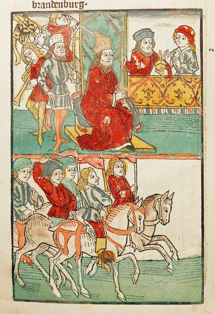 Enfeoffment of the Burgrave of Nuernberg, Friedrich von Hohenzollern, with the March Brandenburg by Emperor Sigismund by Ulrich von Richental