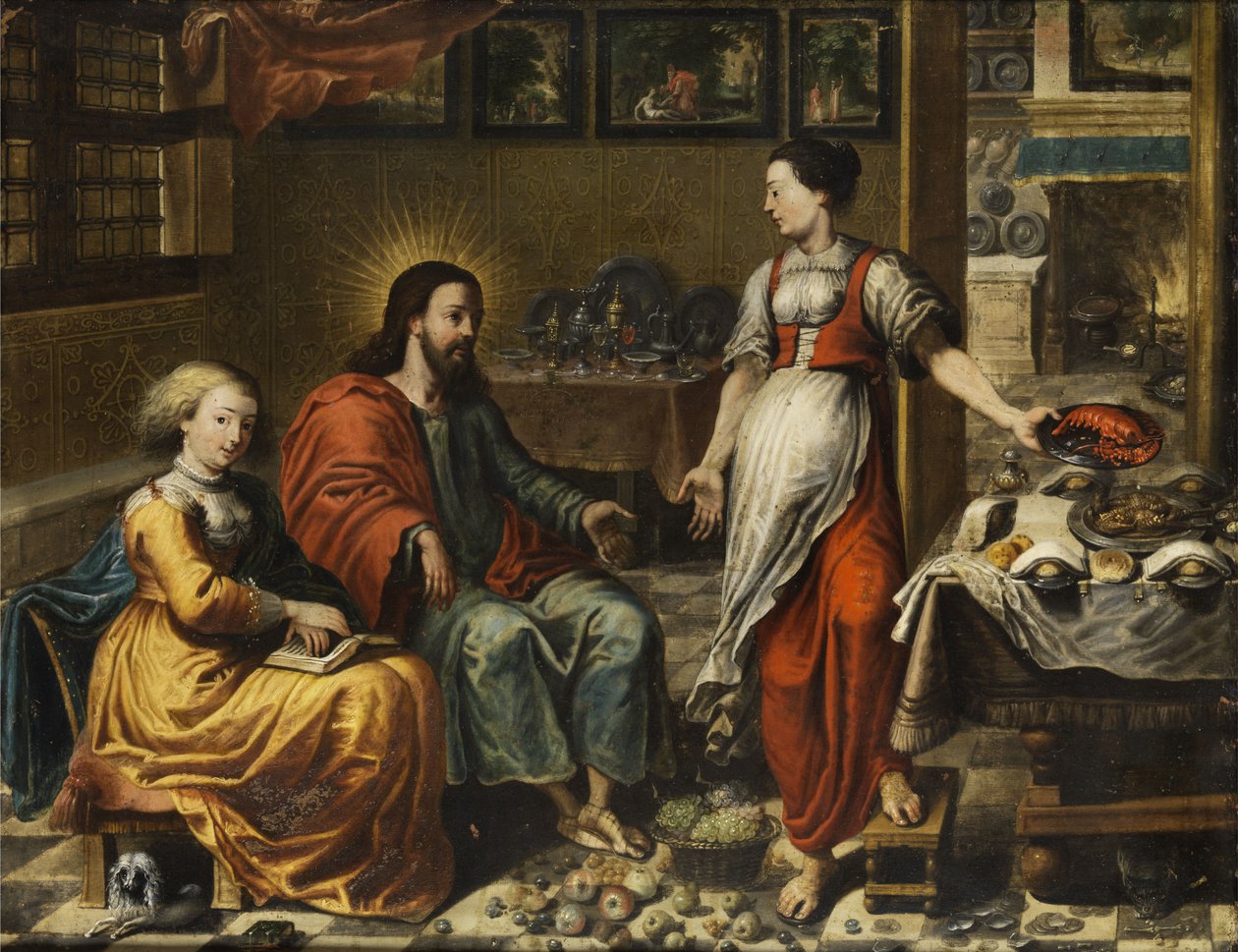 Christ with Mary and Martha by Unbekannt Unbekannt