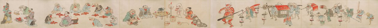 Japanese Scroll Depicting Yokai Betrothal, Marriage, and Home Life by Unbekannt Unbekannt
