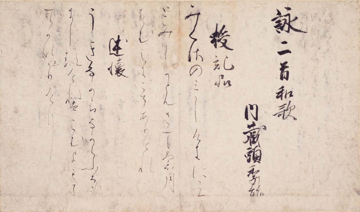Part of the Poems on the Chapters of the Lotus Sutra collection of exemplary poets and calligraphy of the late Heian period by Unbekannt Unbekannt