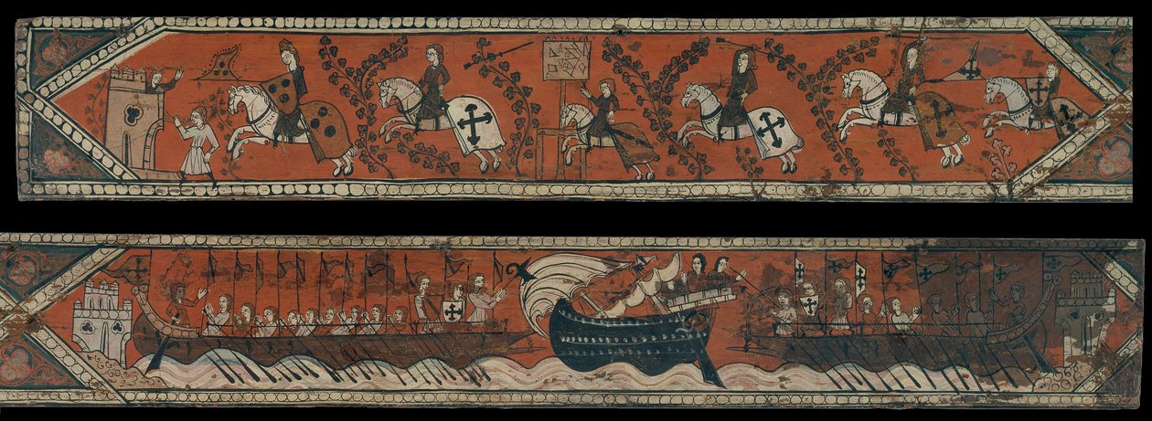 Ceiling Panel with Knights, Galleys and a Boat with a High Gunwale by Unbekannt Unbekannt