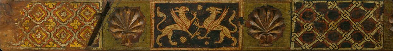 Fragment of a Coffered Ceiling Beam with Griffins, Plant Motifs and Interlaced Motifs by Unbekannt Unbekannt