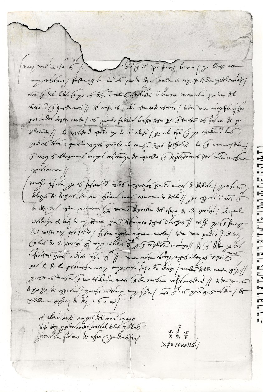 Fragment of Letter Written by Christopher Columbus by Unbekannt Unbekannt