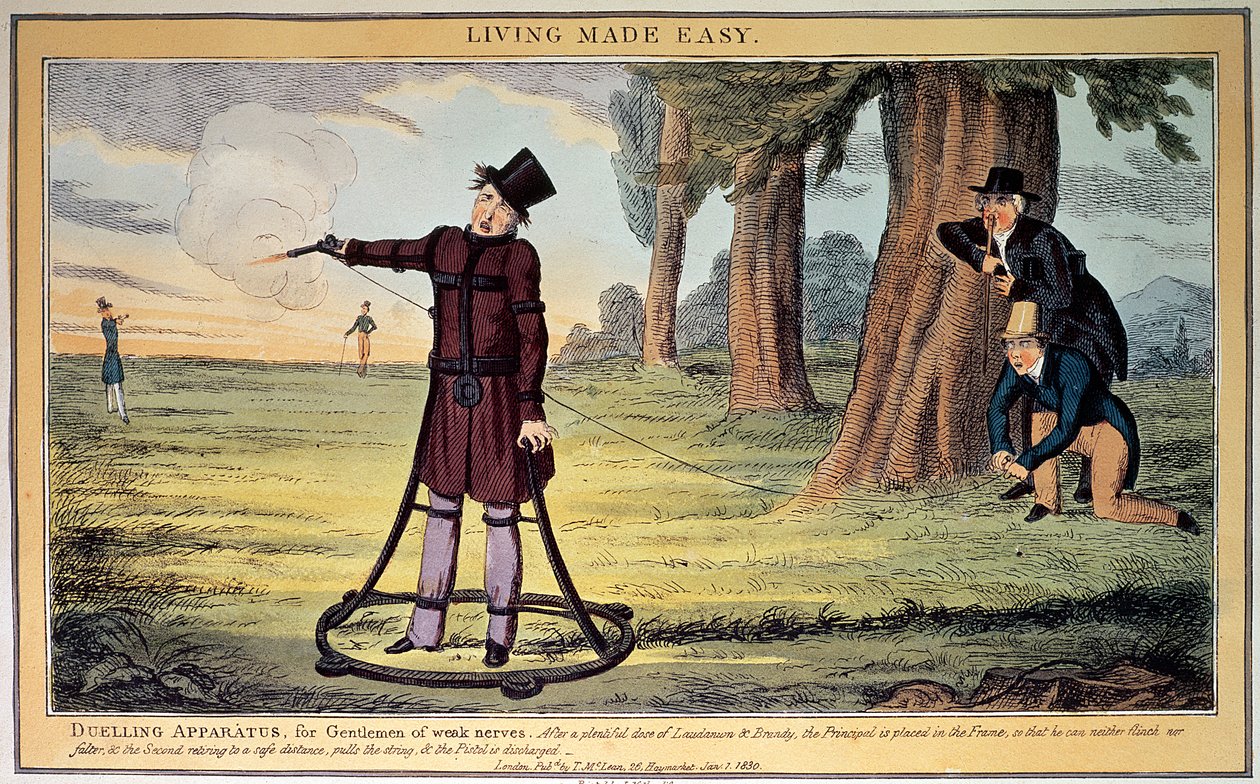 Living Made Easy; duelling apparatus for gentlemen of weak nerves, printed by J. Netherclift and published by T. McLean, 1830 by Unbekannt Unbekannt