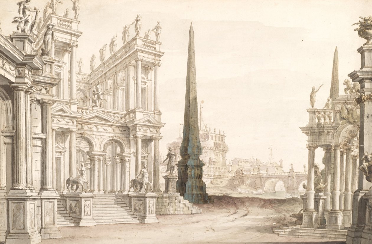 Set Design Showing Fantasy of Rome with the Castel Sant