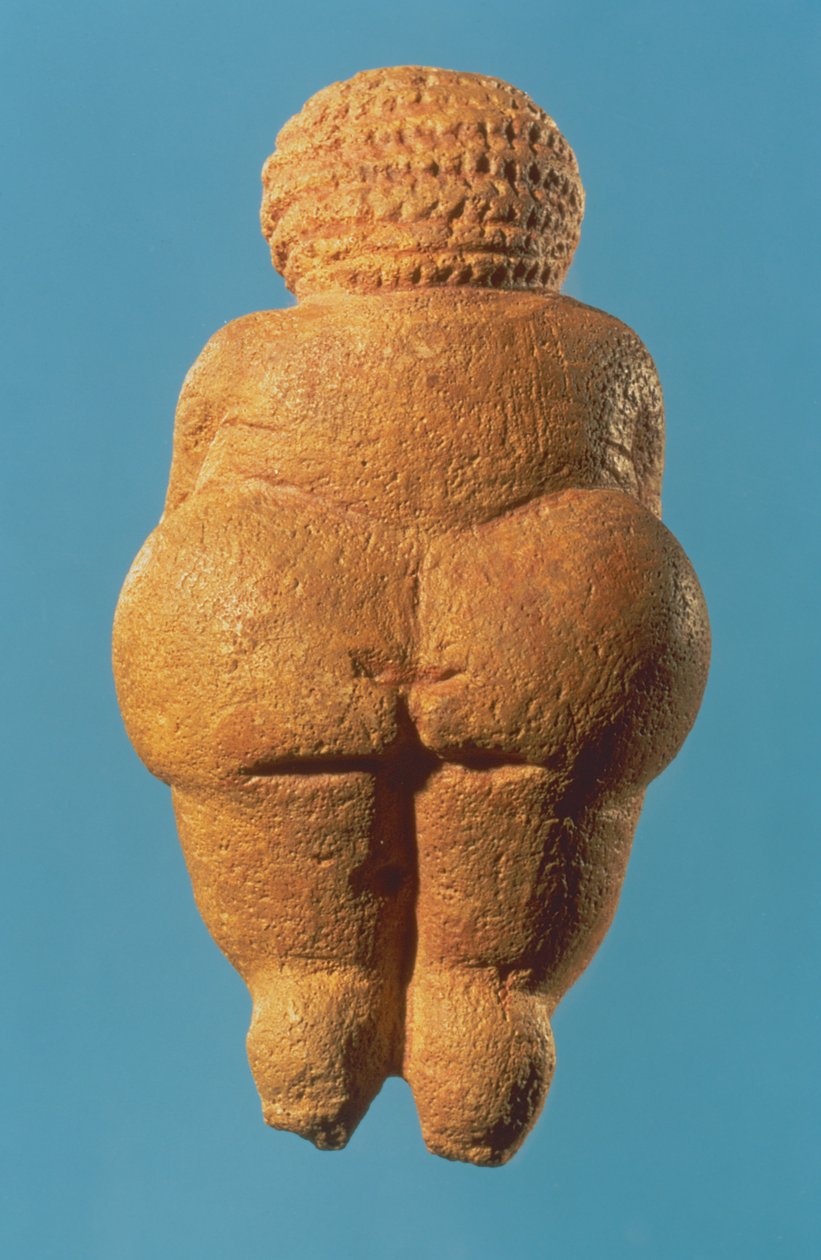 The Venus of Willendorf, rear view of female figurine, Gravettian culture, Upper Palaeolithic Period by Unbekannt Unbekannt