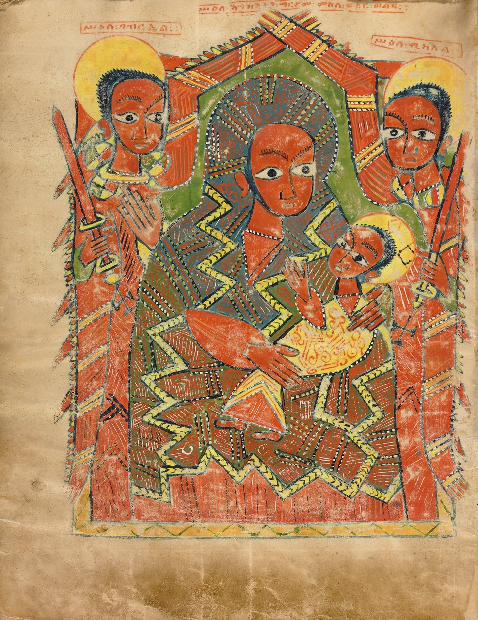 The Virgin and Child with the Archangels Michael and Gabriel by Unbekannt Unbekannt