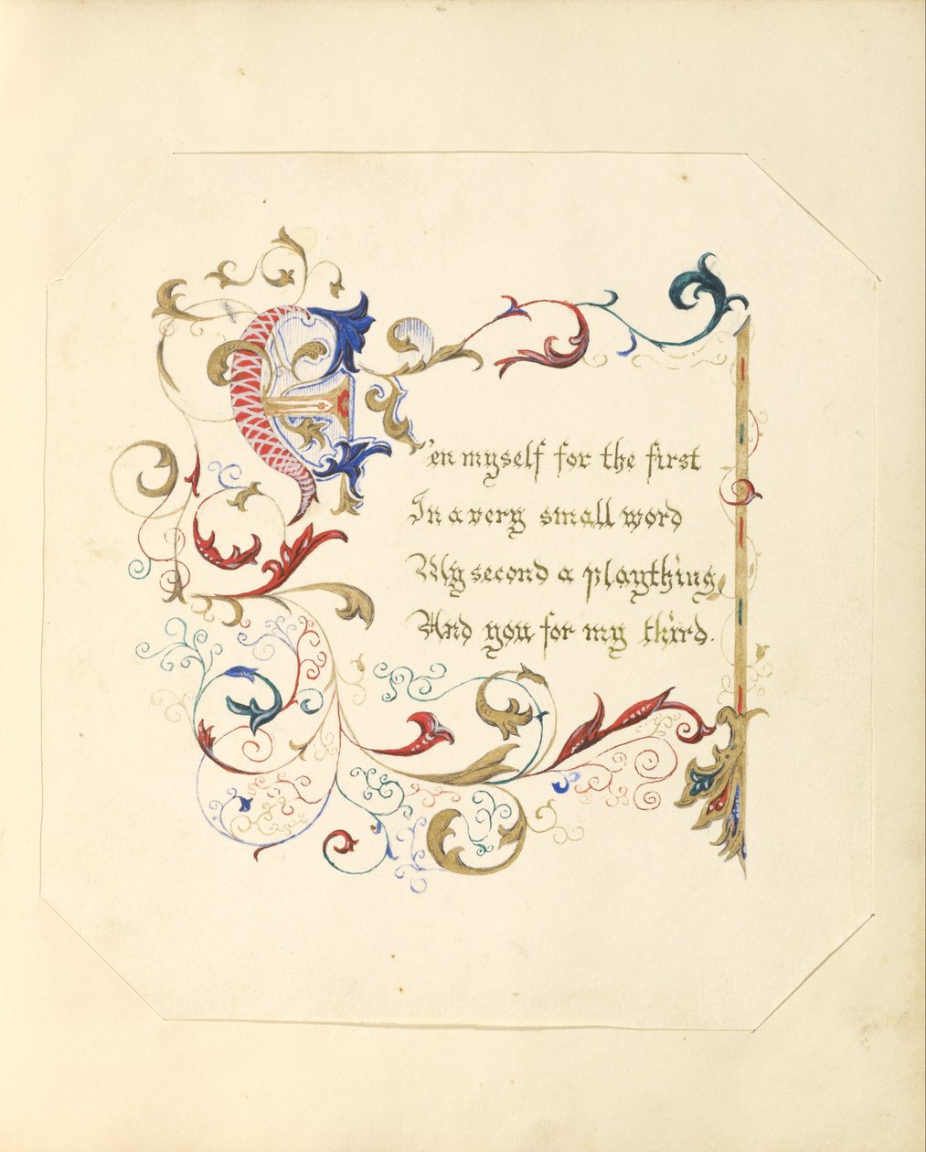 Illuminated Manuscript Poem by Unbekannt Unbekannt