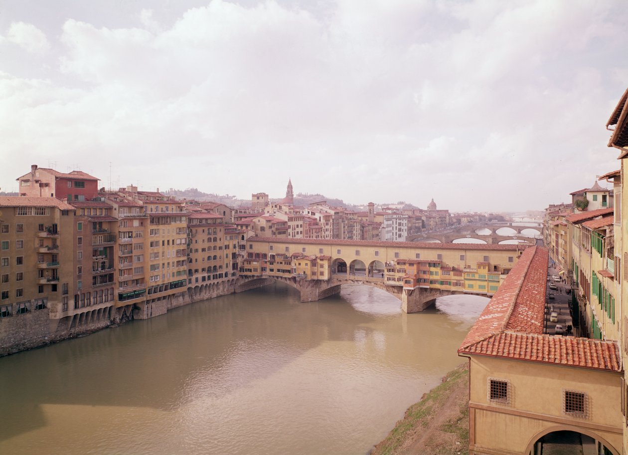 View of the Arno and the Ponte Vecchio by Unbekannt Unbekannt