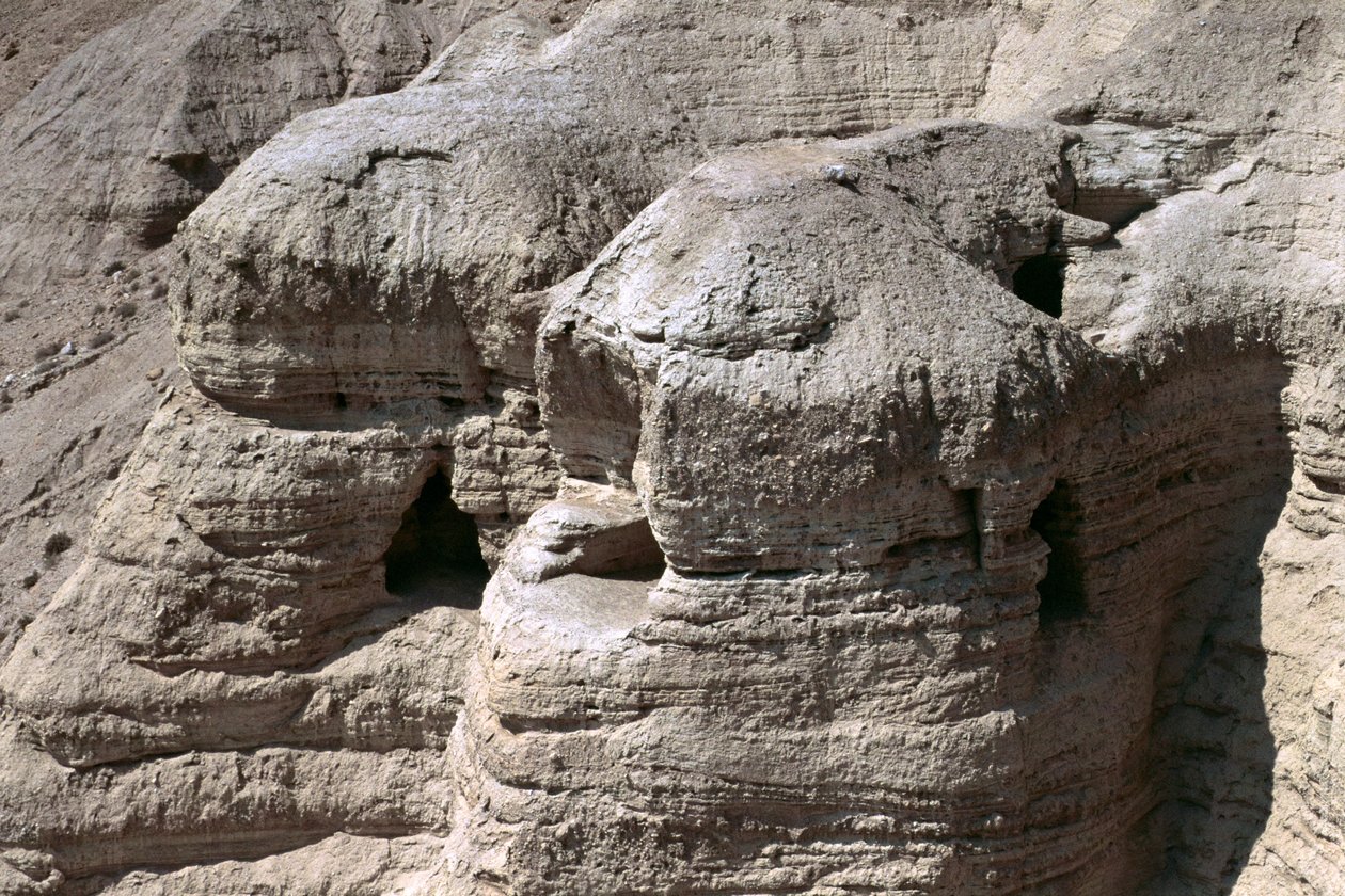 View of the Qumran Caves, where the Dead Sea Scrolls were discovered by Unbekannt Unbekannt
