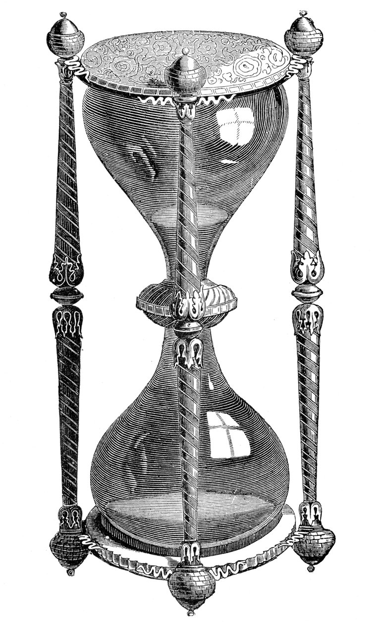 16th century hourglass, engraving, 19th century by Unbekannt