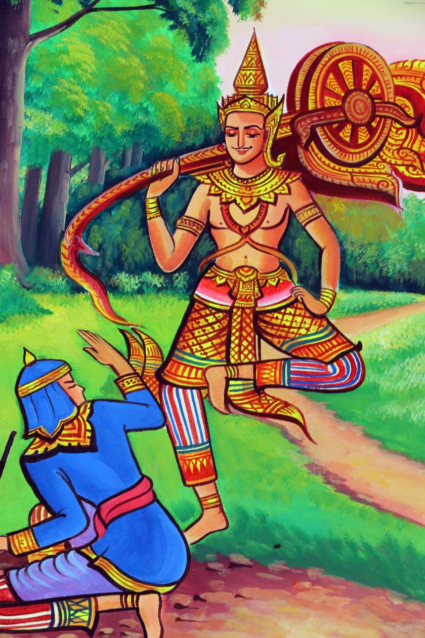 Wat Si Muang Buddhist Temple, Painting Depicting the Life Story of Shakyamuni Buddha by Unbekannt