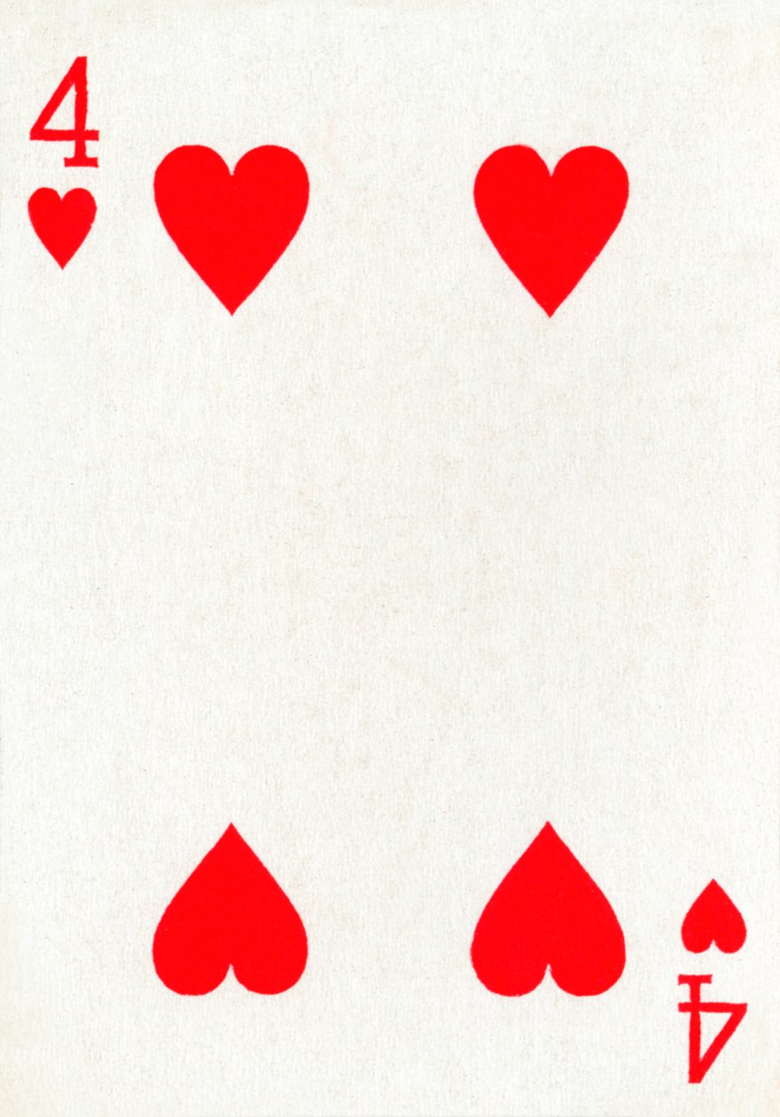 4 of Hearts from a deck of Goodall & Son Ltd. playing cards, c1940 by Unbekannt