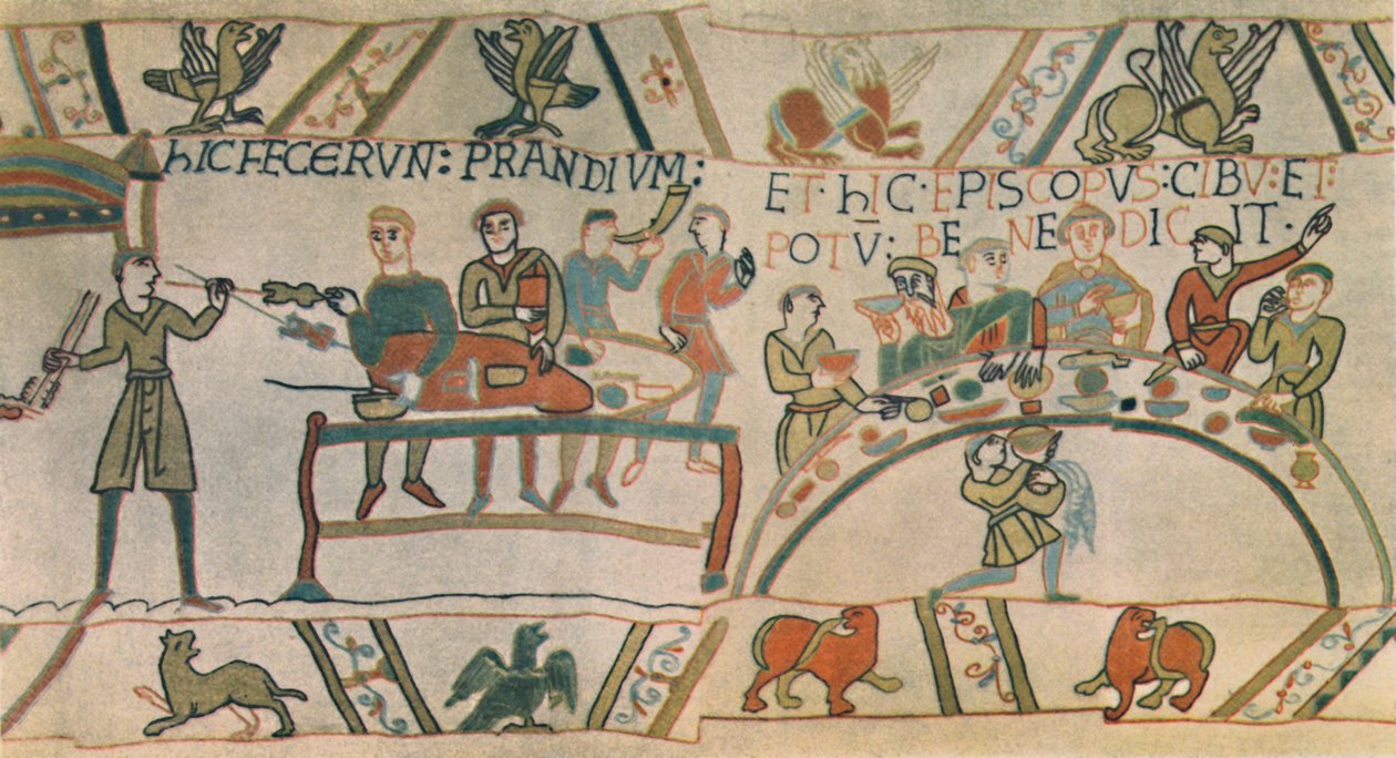 A Feast (Detail) from the Bayeux Tapestry, late 11th century, 1944 by Unbekannt