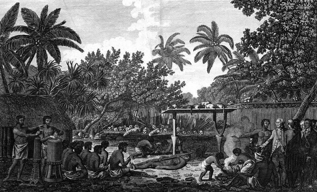A Human Sacrifice in a Morai, in Otaheite, in the presence of Captain Cook, c1773 by Unbekannt