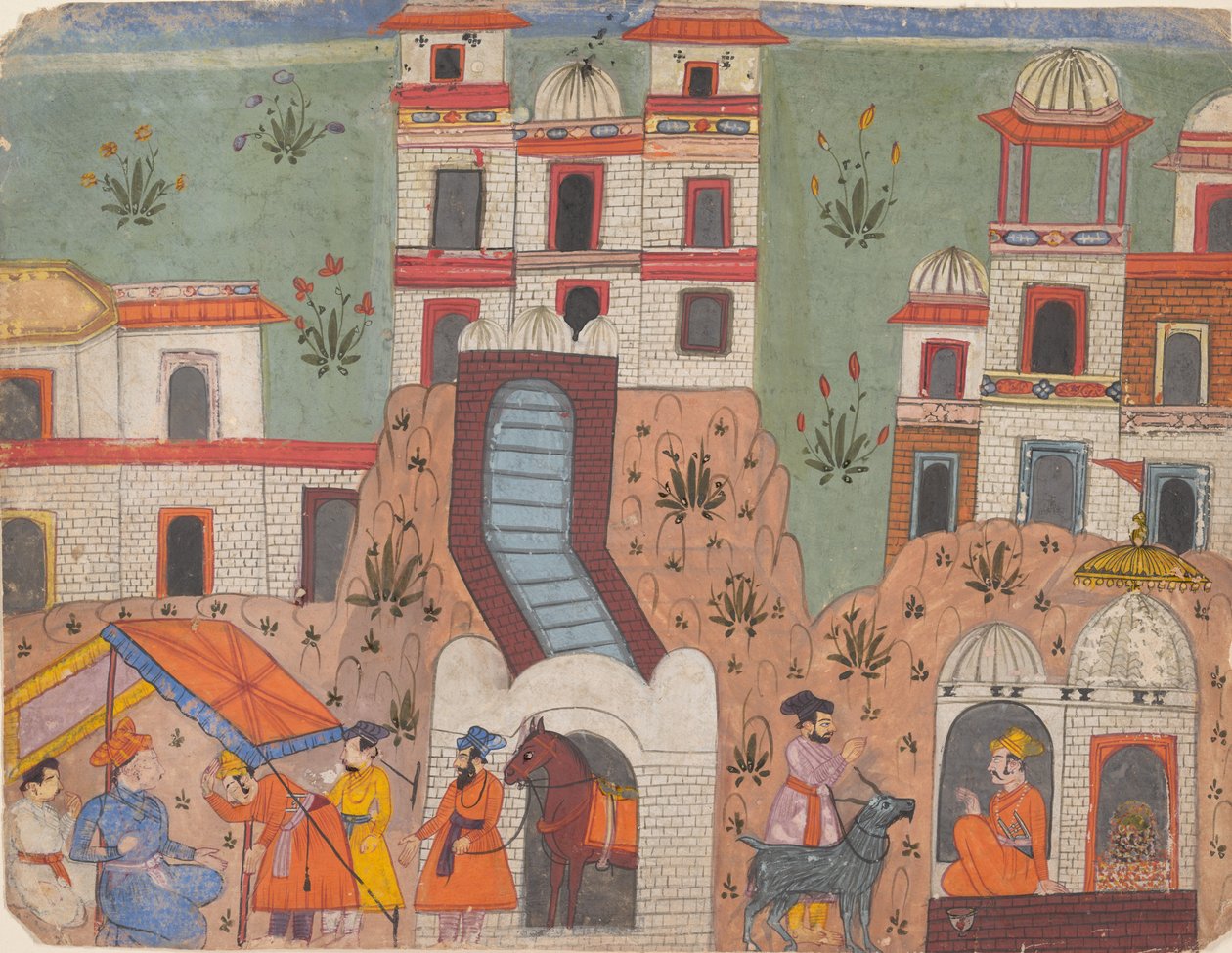 A Raja Receives Homage Outside the City by Unbekannt