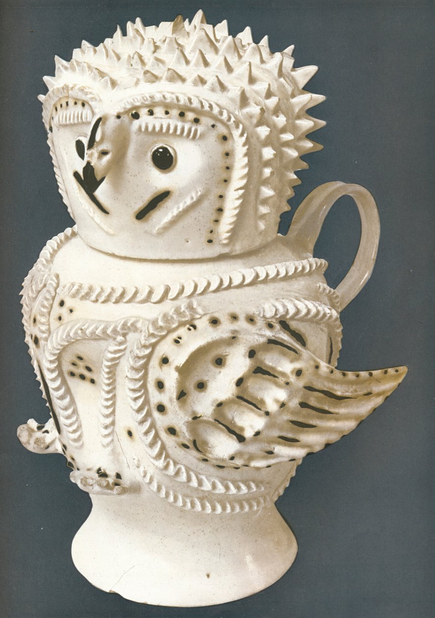 A Salt-Glaze Owl used as a jug, the head for a cup by Unbekannt