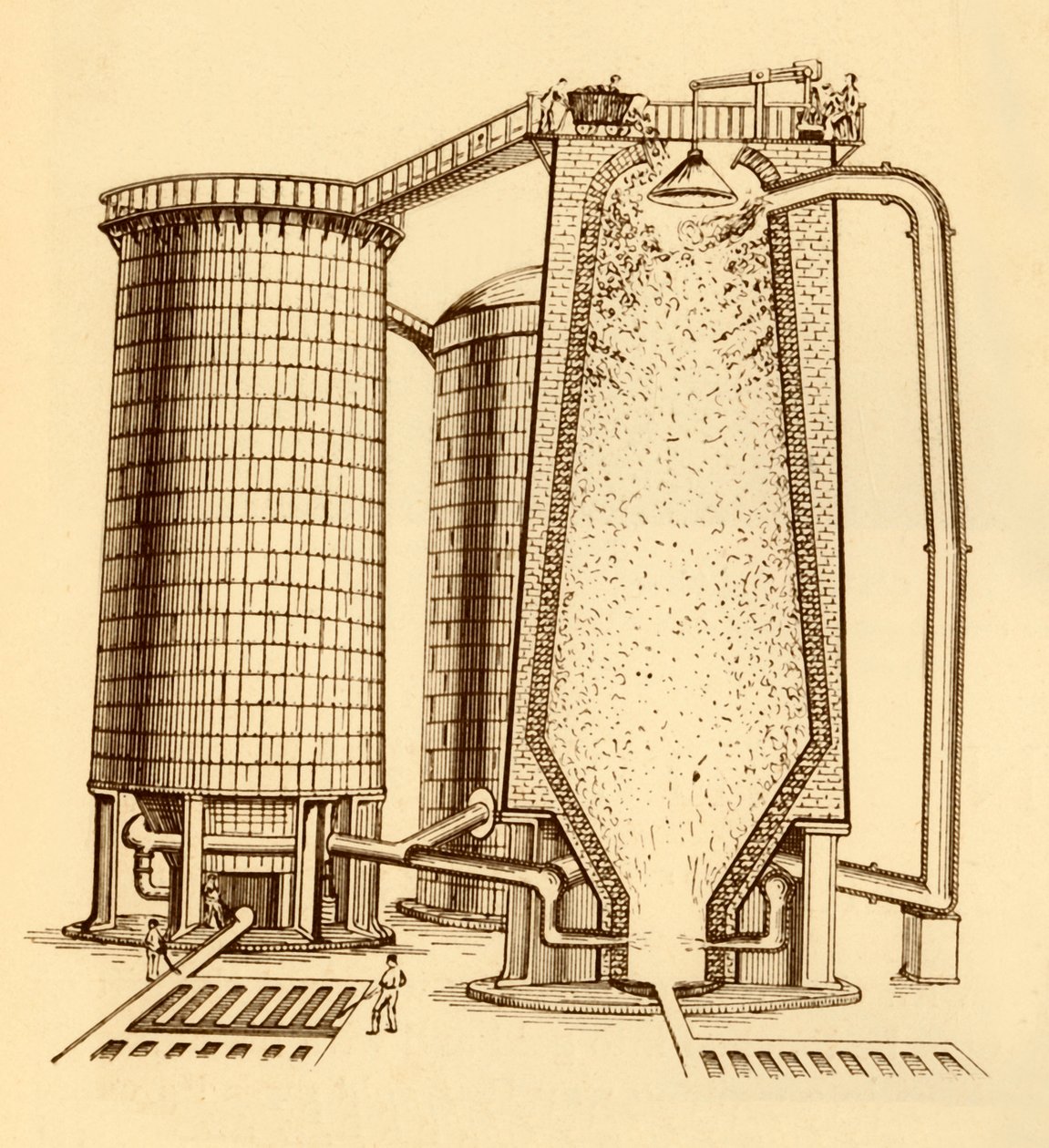 A Set of Modern Blast Furnaces Shown in Section by Unbekannt