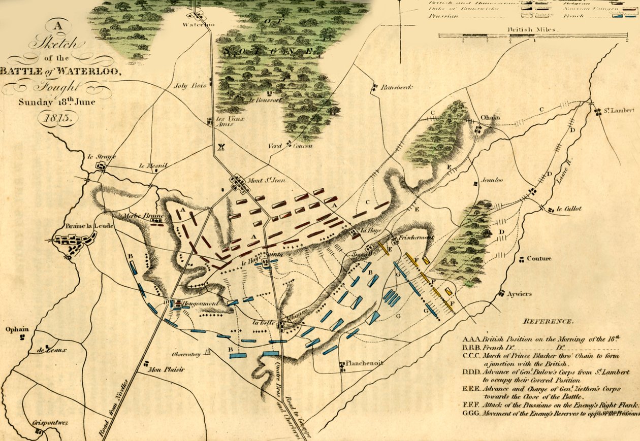 A Sketch of the Battle of Waterloo, 18 June 1815 by Unbekannt