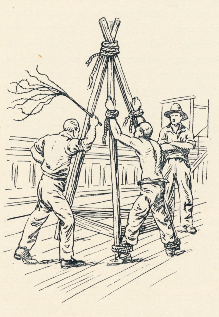 A convict being flogged with a cat-o-nine-tails by Unbekannt