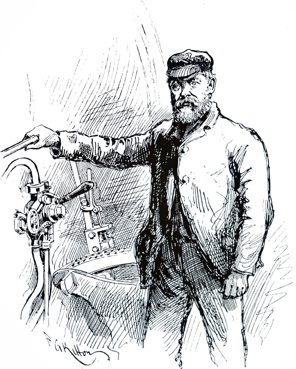 A Driver of the Flying Scotsman on the Footplate by Unbekannt