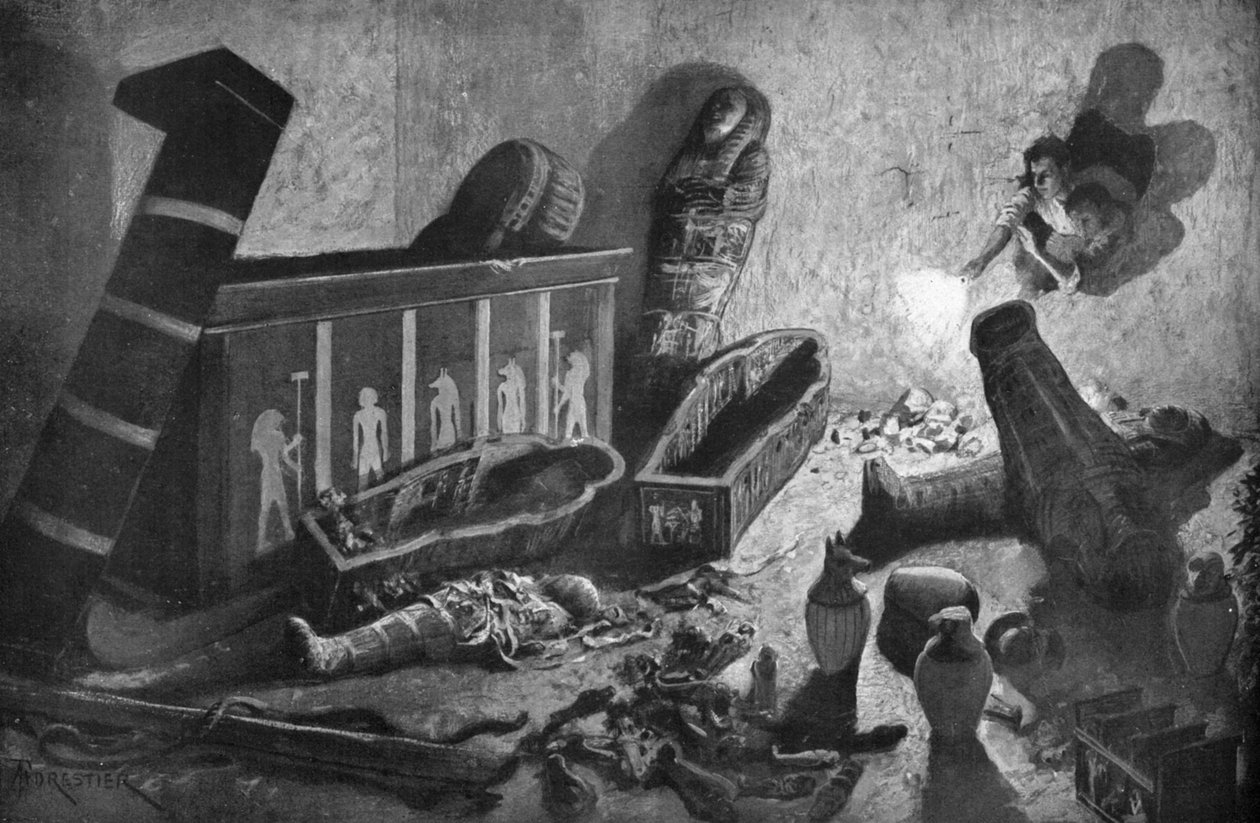A ransacked Egyptian tomb by Unbekannt