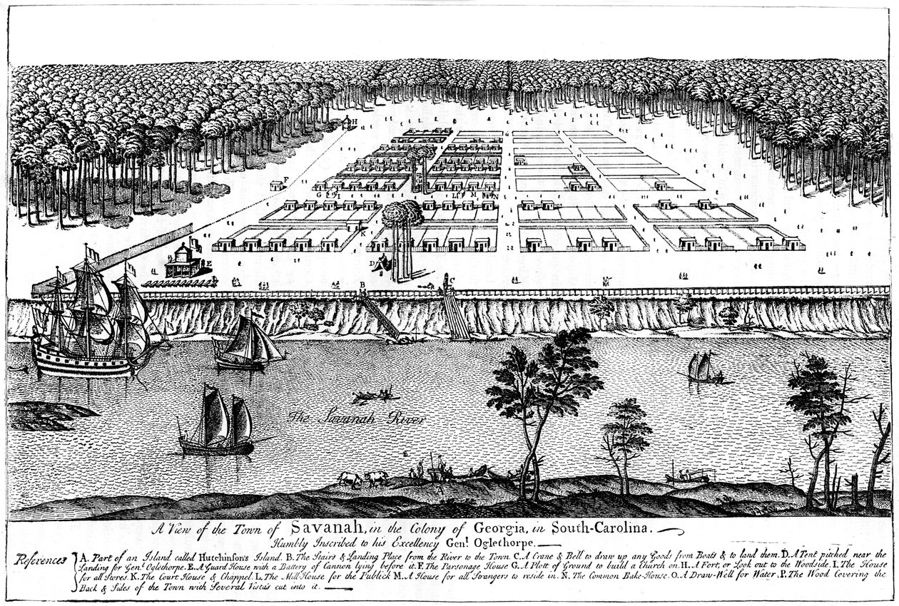 A view of the town of Savannah, in the colony of Georgia, South Carolina by Unbekannt