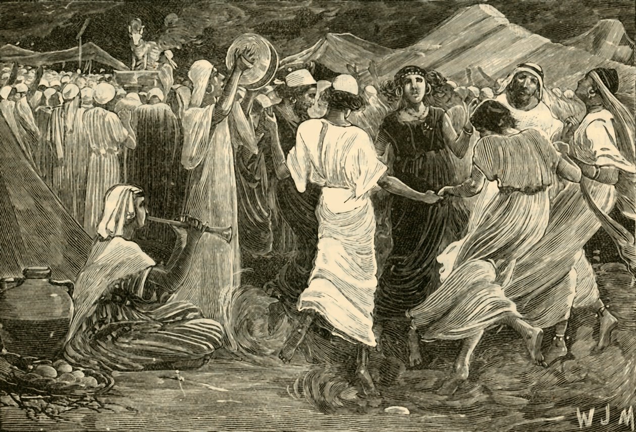 Aaron and the Israelites Worshipping the Calf by Unbekannt