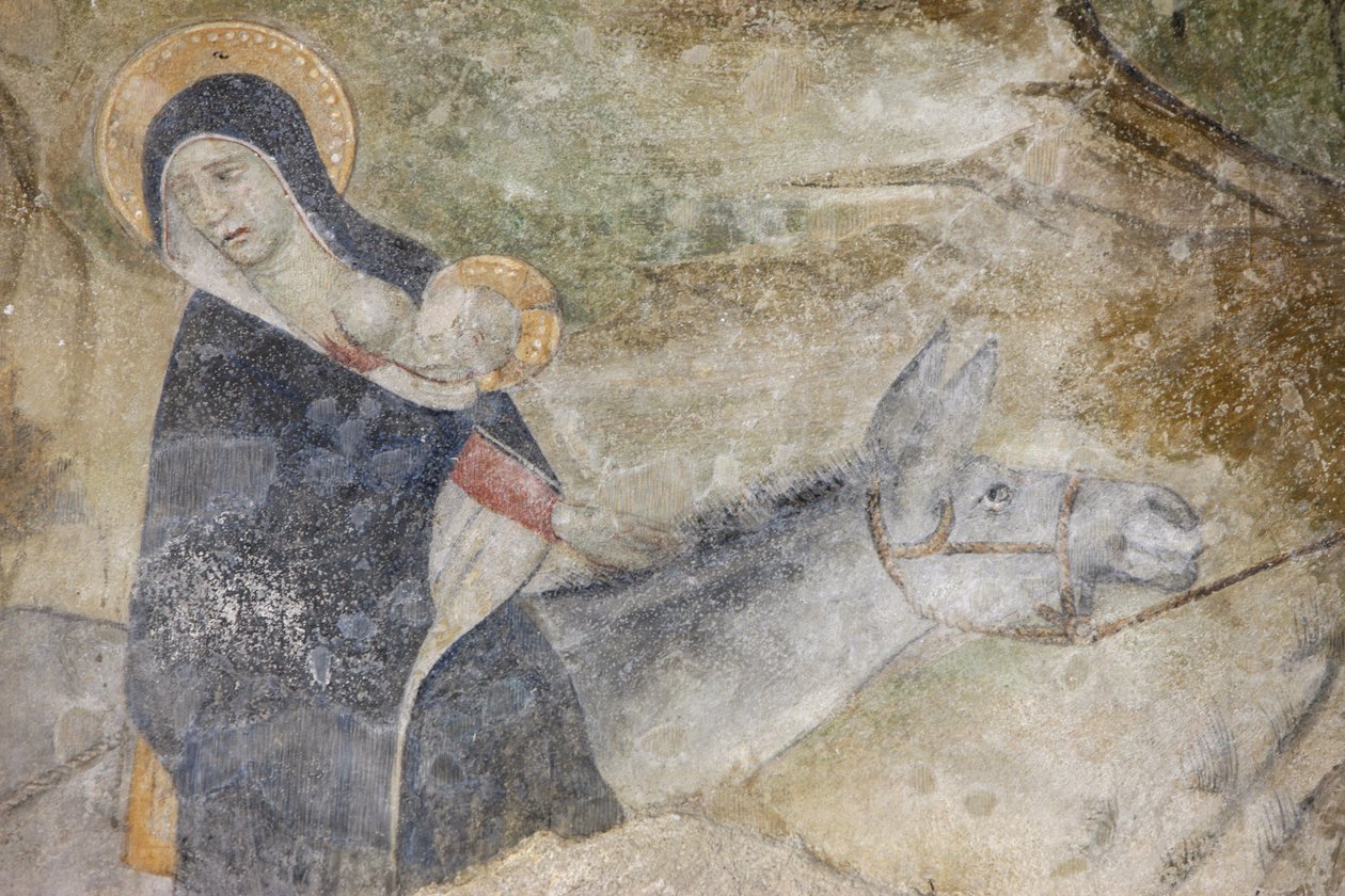 Abondance abbey church fresco: the flight to Egypt, Abondance, France by Unbekannt