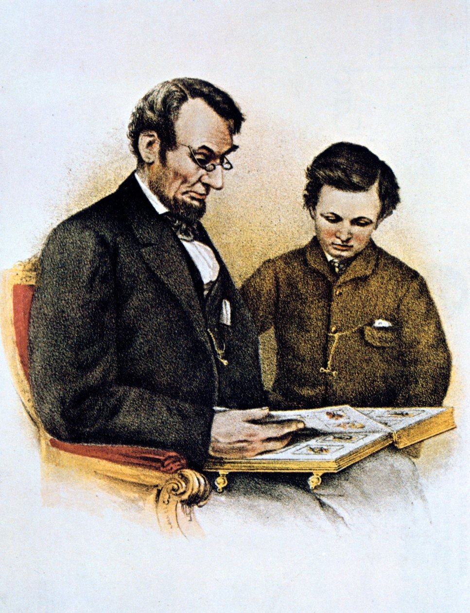 Abraham Lincoln and his son Tad, 9 February 1864 by Unbekannt