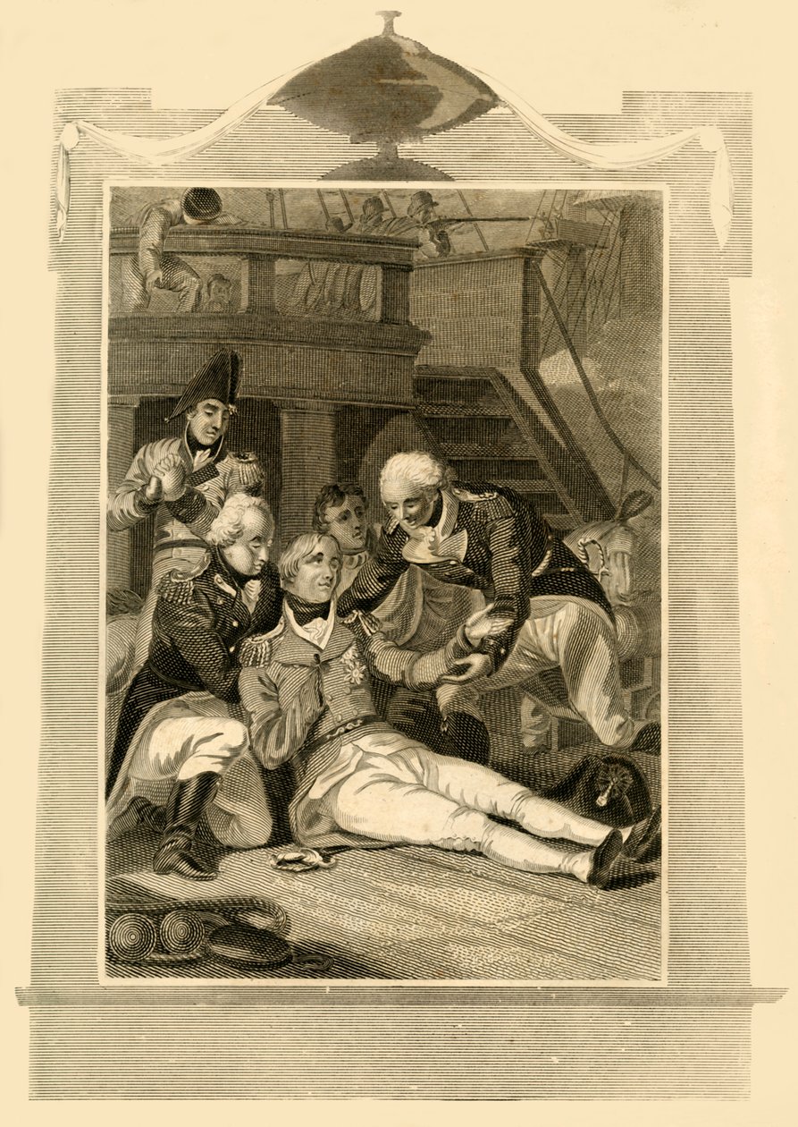 Admiral Lord Nelson mortally wounded on the Victory at the Battle of Trafalgar, 1805 by Unbekannt