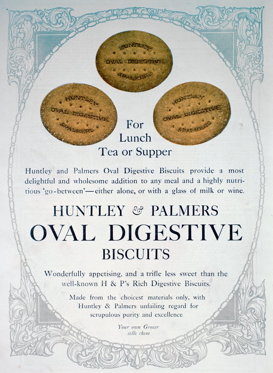Advert for Huntley and Palmers Oval Digestive Biscuits by Unbekannt