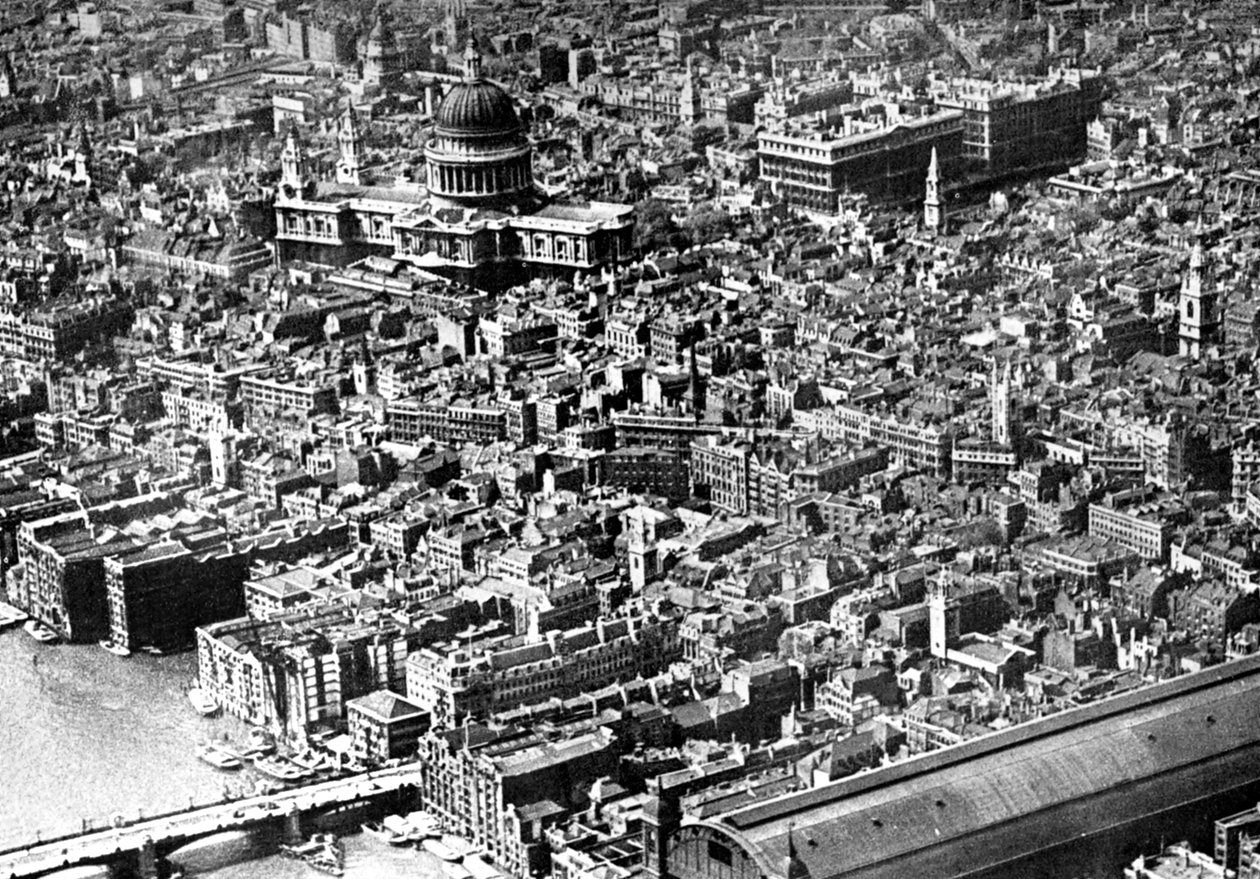 Aerial View of London, Showing St Paul